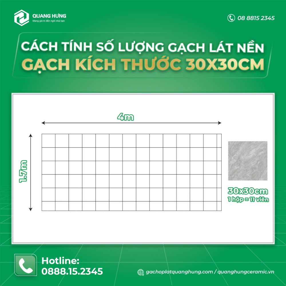 Cách tính số lượng gạch lát nền - gạch kích thước 30x30cm