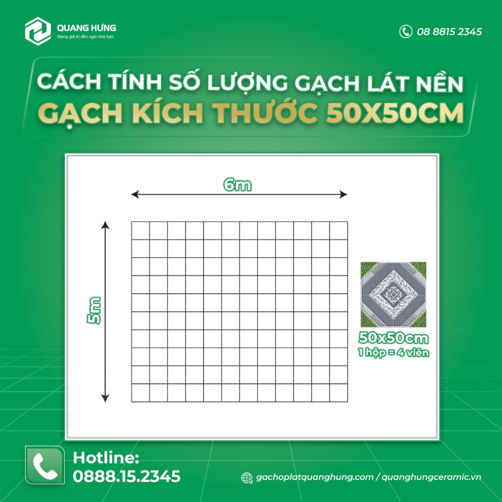 Cách tính số lượng gạch lát nền - gạch kích thước 50x50cm