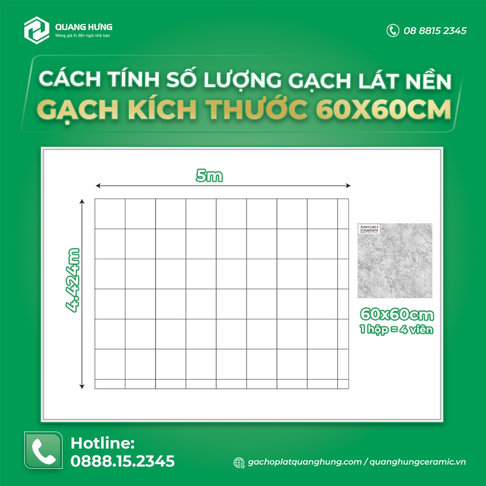 Cách tính số lượng gạch lát nền - gạch kích thước 60x60cm