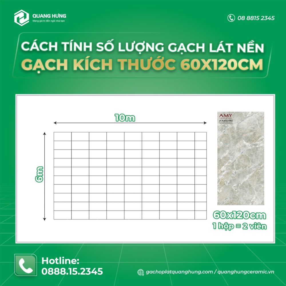 Cách tính số lượng gạch lát nền - gạch kích thước 60x120cm