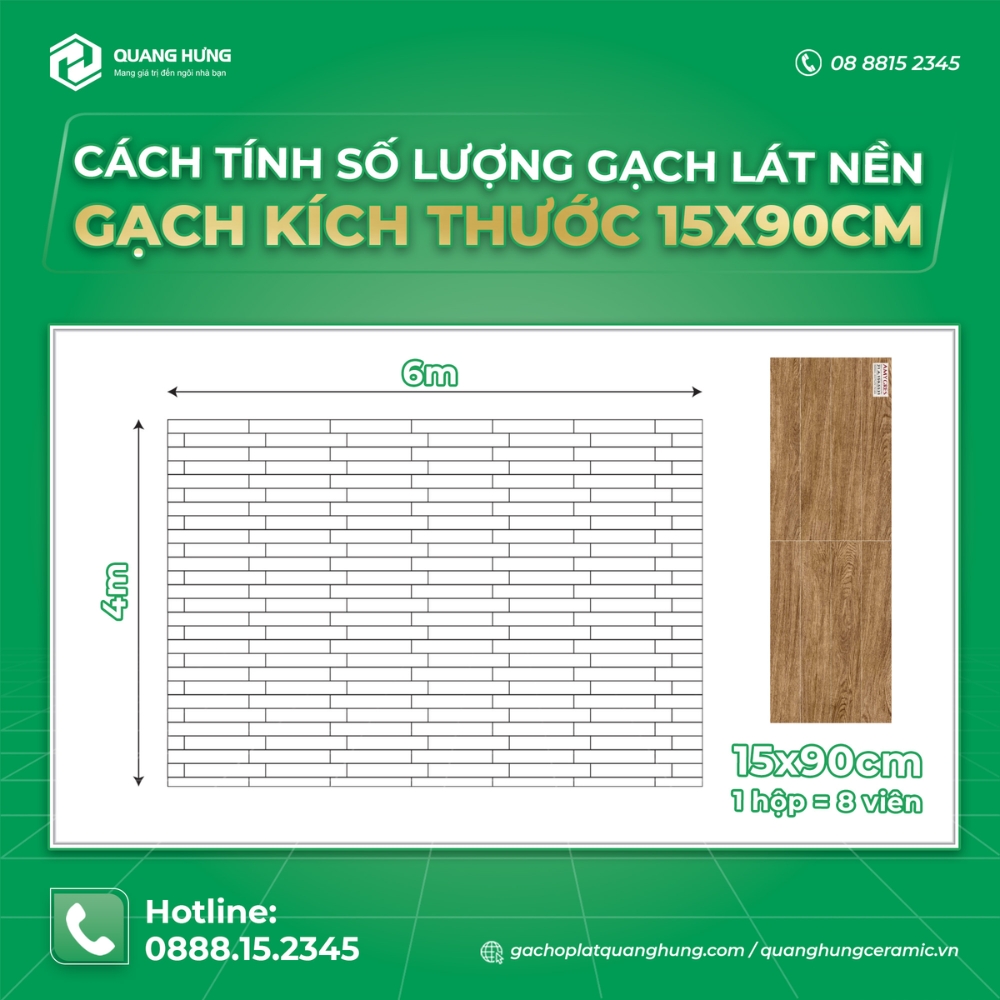 Cách tính số lượng gạch lát nền - gạch kích thước 15x90cm