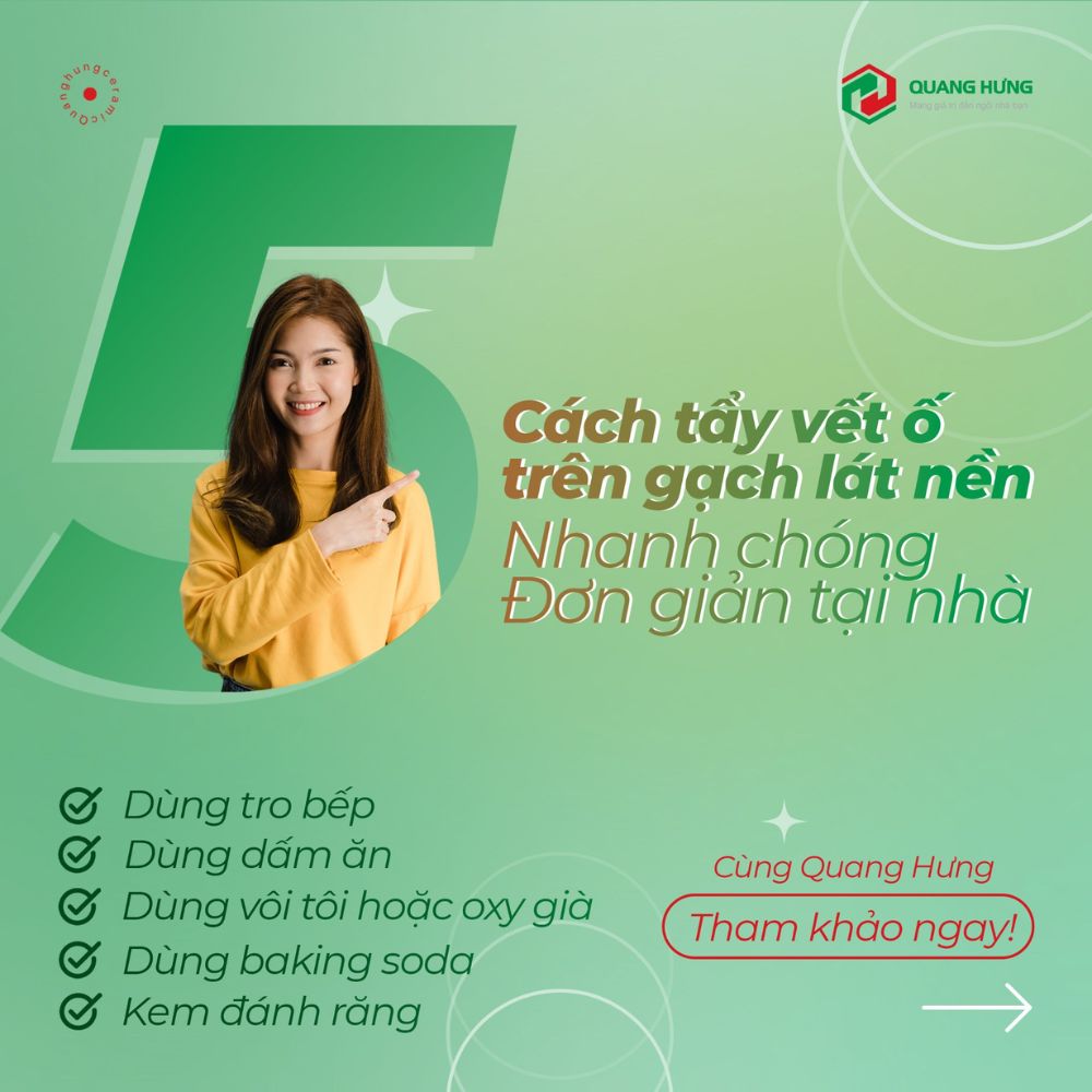 5 Cách làm sạch gạch ốp lát bị ố vàng