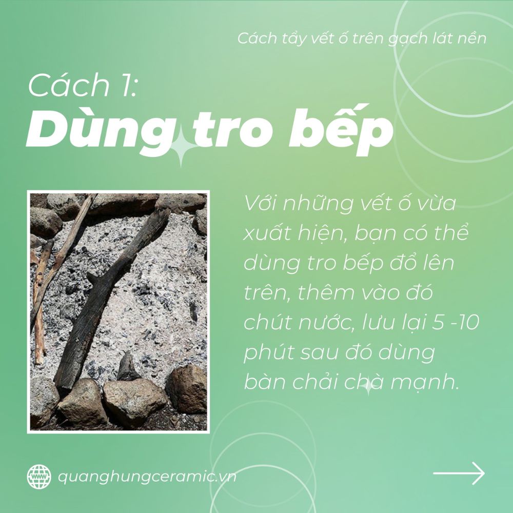 Dùng tro bếp tẩy trắng gạch bị ố vàng