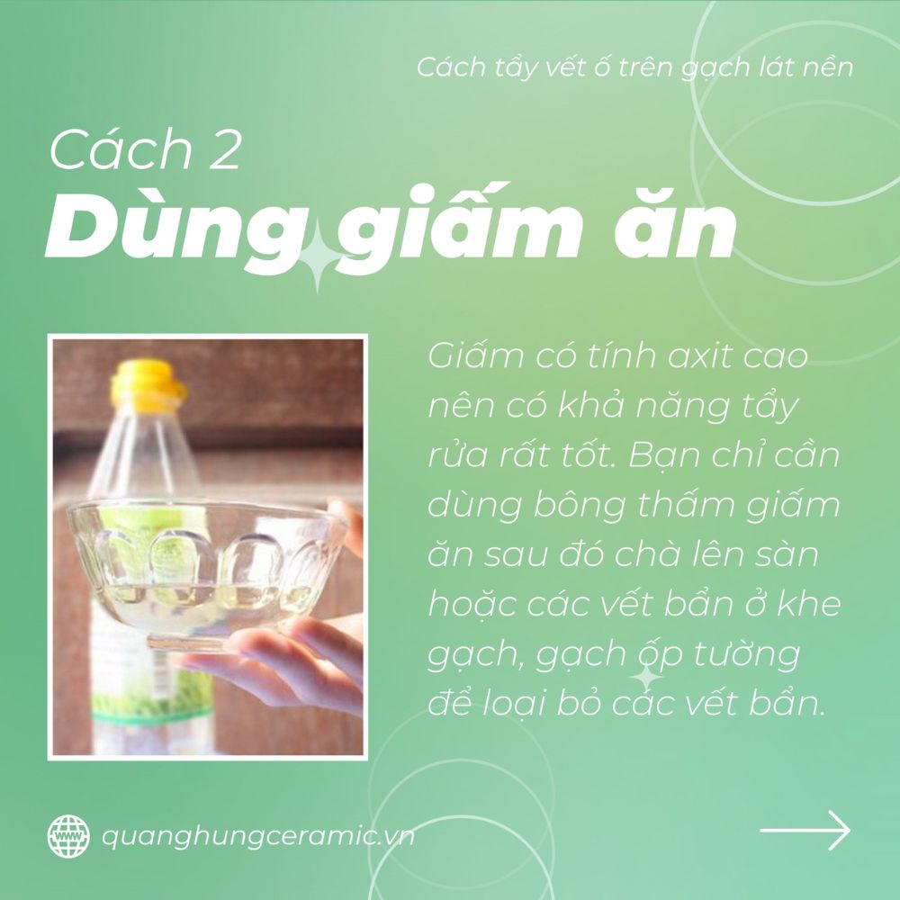 Giấm ăn có thể tẩy trắng gạch bị ố vàng rất hiệu quả