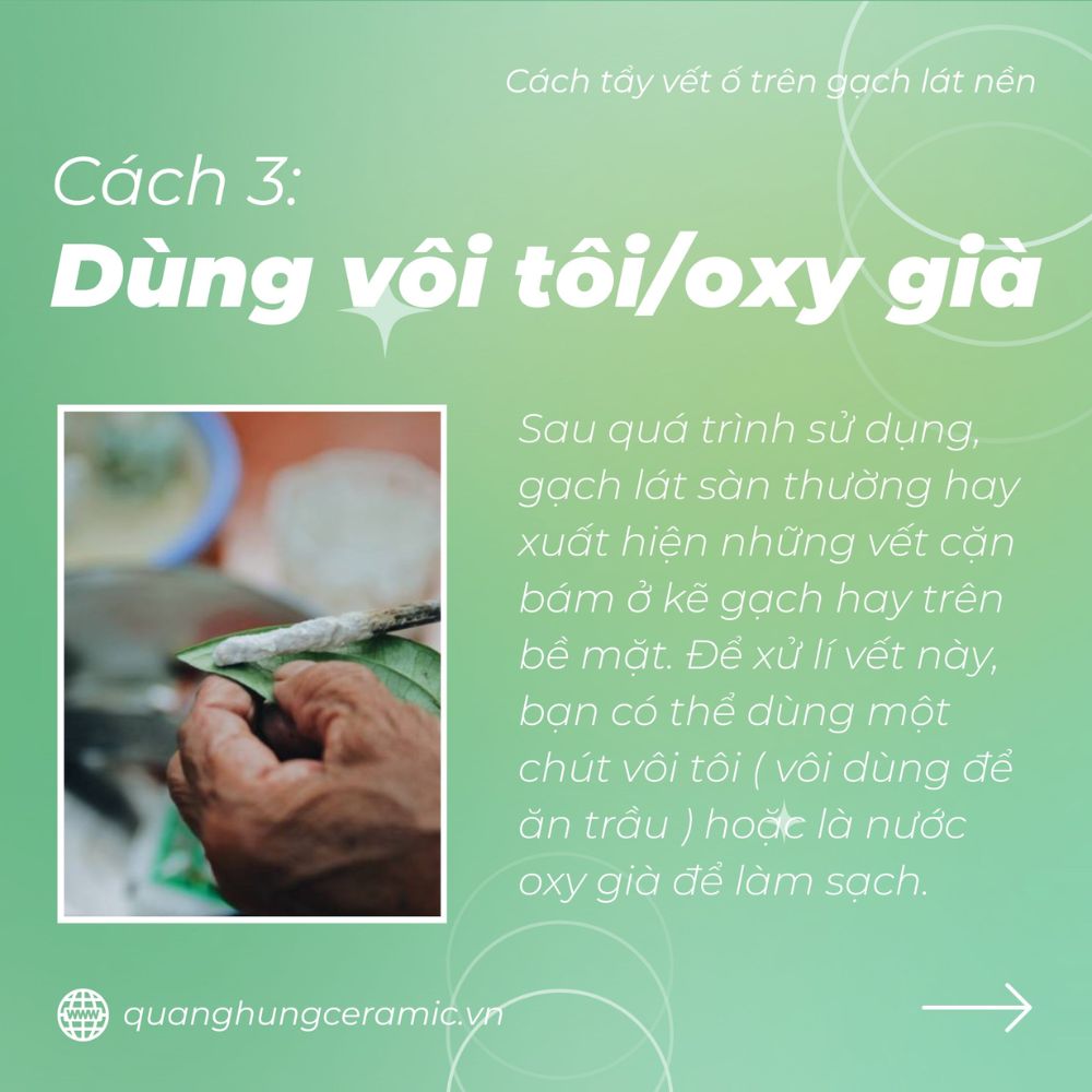 Dùng vôi tôi hoặc oxy già tẩy trắng gạch bị ố