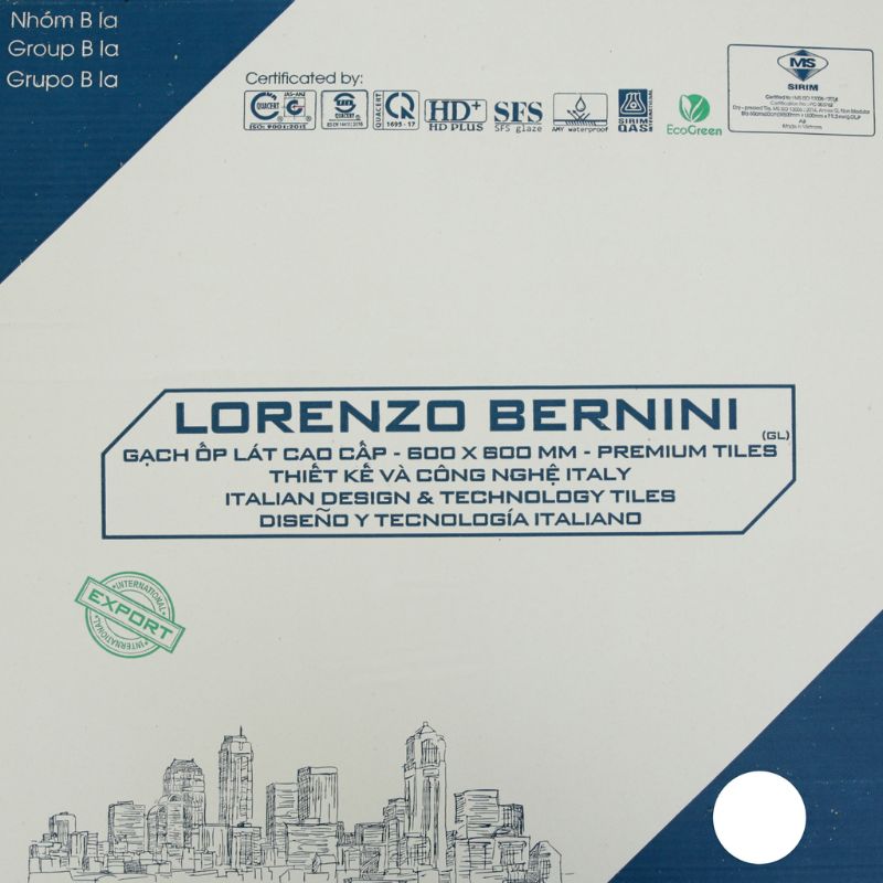 Ký hiệu trên bao bì gạch LORENZO BERNINI