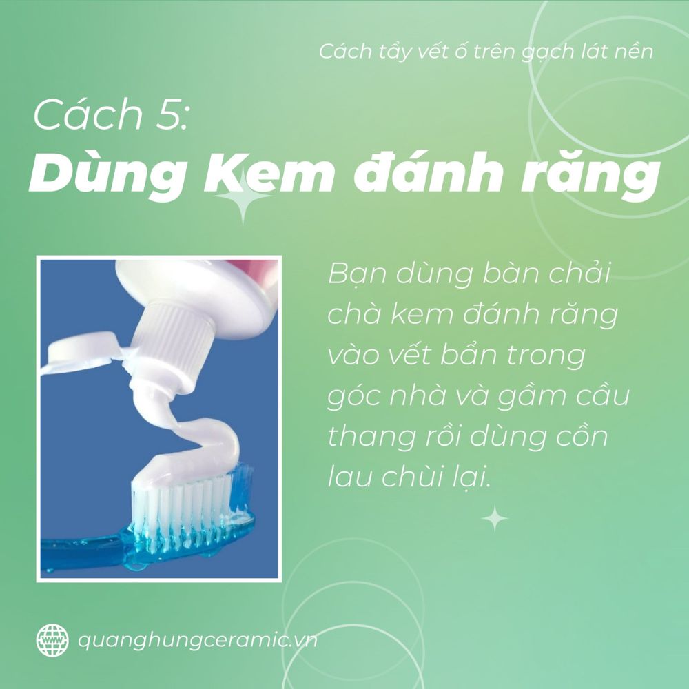 Tẩy gạch ố vàng bằng kem đánh răng