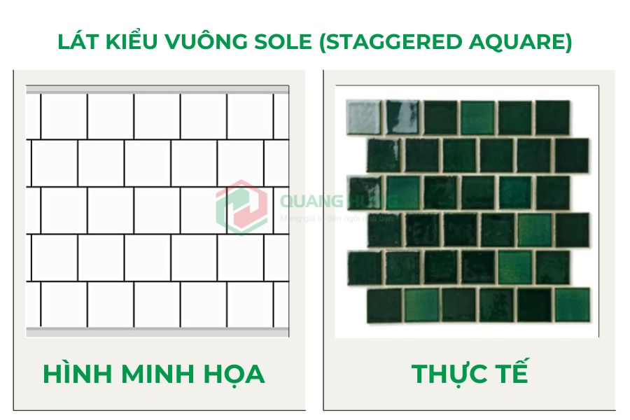 Lát kiểu vuông sole (Staggered Aquare)