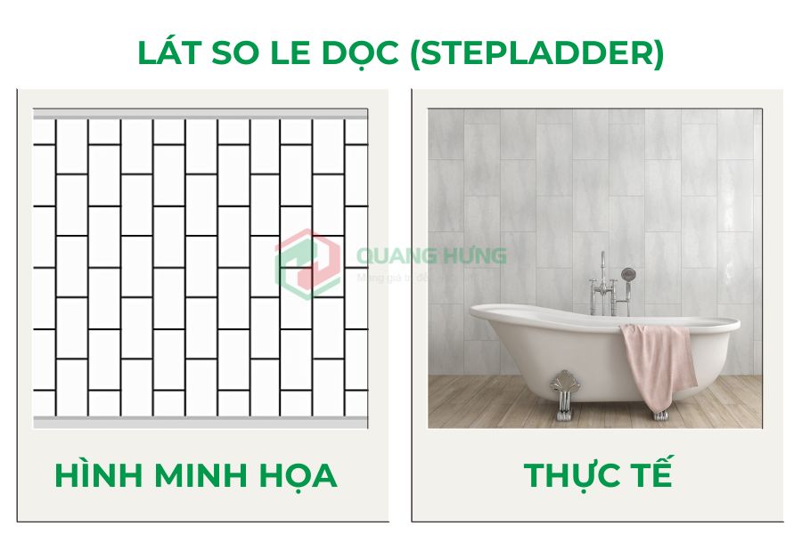 Lát gạch kiểu so le dọc (Stepladder)