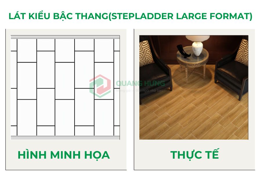 Lát gạch kiểu bậc thang(Stepladder Large Format)