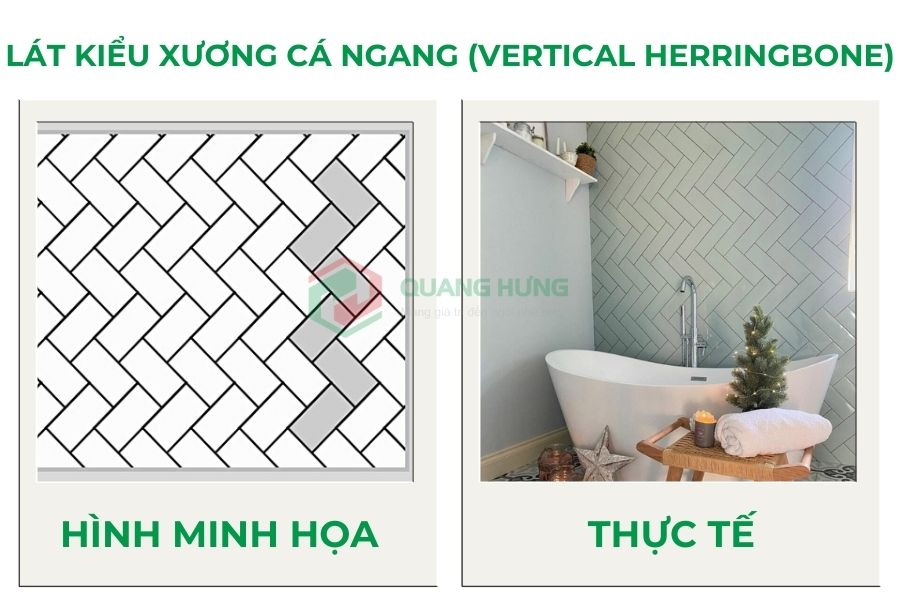 Lát kiểu xương cá ngang (Vertical Herringbone)