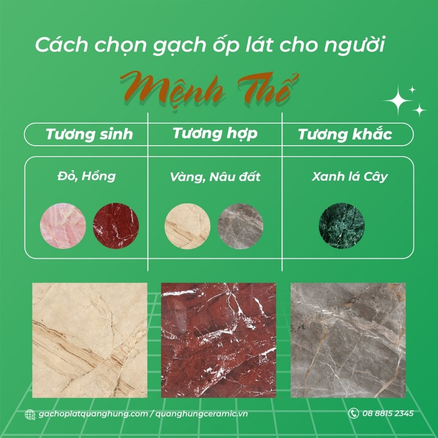 Gia chủ mệnh Thổ và cách chọn gạch lát nền tương hợp