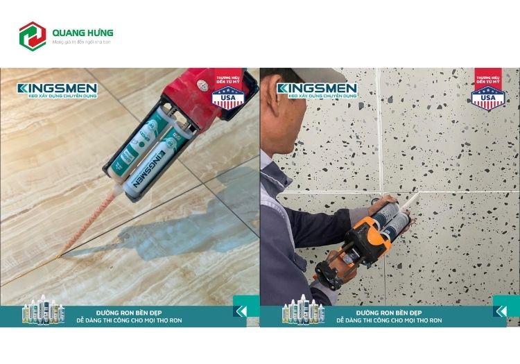 Hình ảnh thực tế thi công keo ron gạch Epoxy Kingsmen