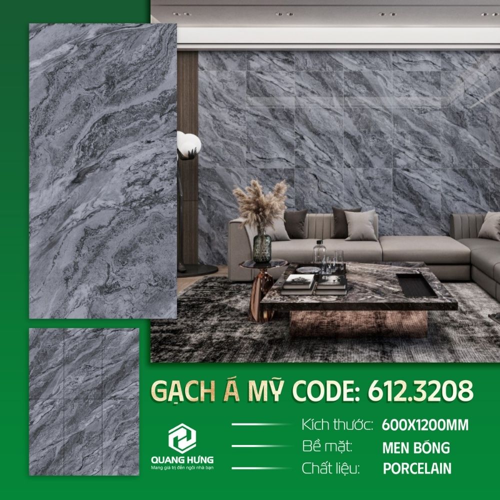 Sản phẩm gạch Á Mỹ 600x1200mm men bóng xương Porcelain