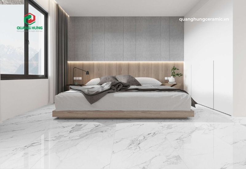 Nền nhà màu trắng kết hợp tường màu Pastel