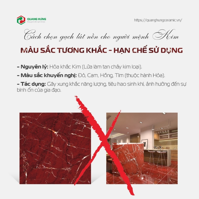 Những gam màu đại kỵ mà gia chủ mệnh Kim tuyệt đối cần tránh