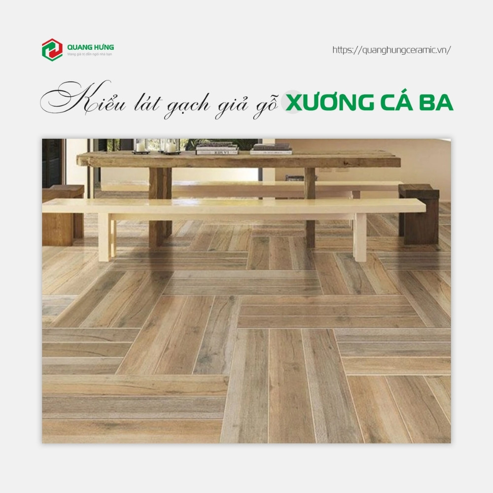 Kiểu lát gạch giả gỗ xương cá ba