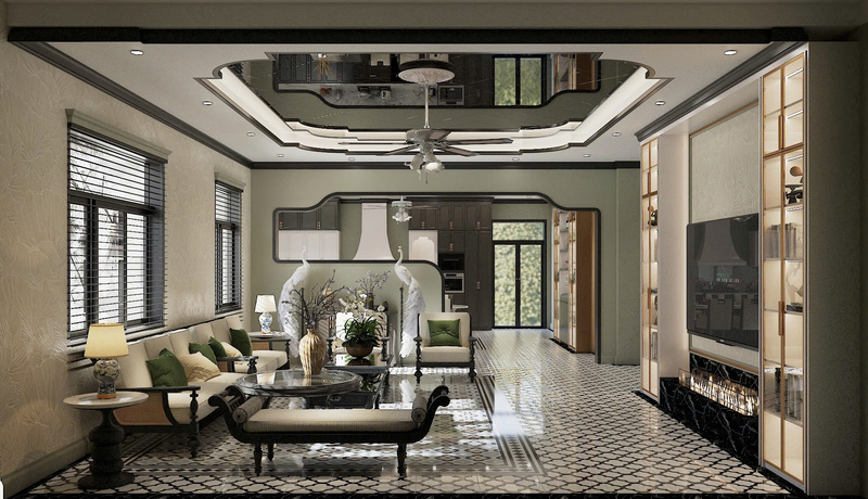 Ứng dụng phong cách Indochine vào phòng khách