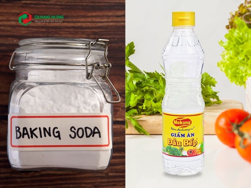 Sử dụng hỗn hợp baking soda và giấm ăn