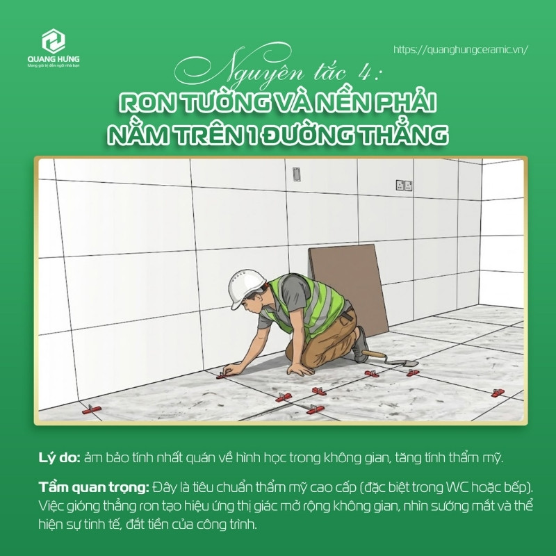4. Ron nền và tường thẳng hàng