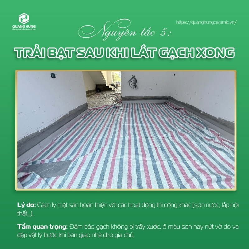 Trải bạt bảo vệ sau khi ốp